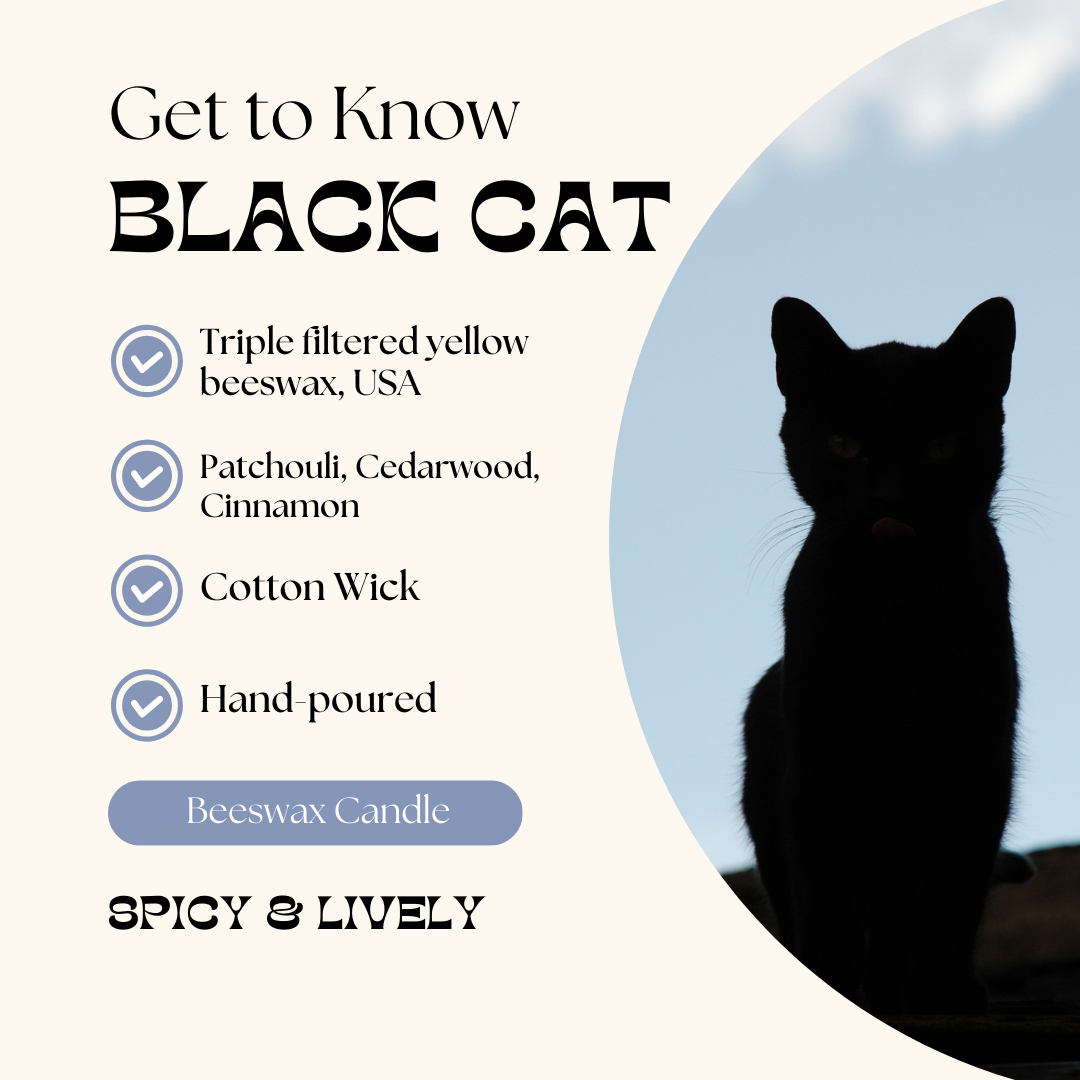 Black Cat Beeswax Candle